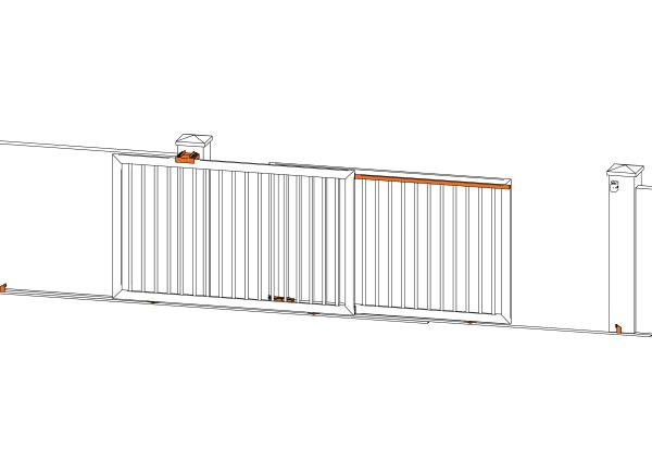 Kit télescopique 2 vantaux - ouverture max. 4 m
