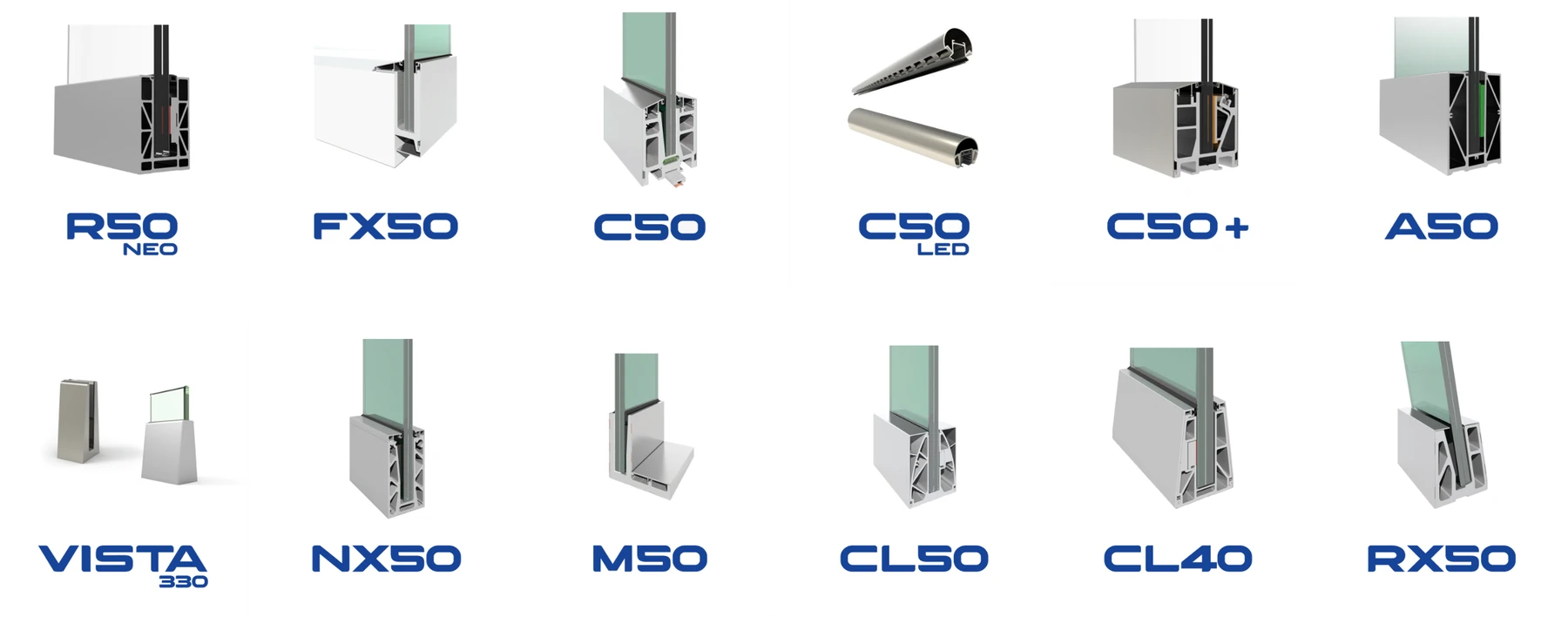 Systèmes de garde-corps en verre Aluminium – gamme 1