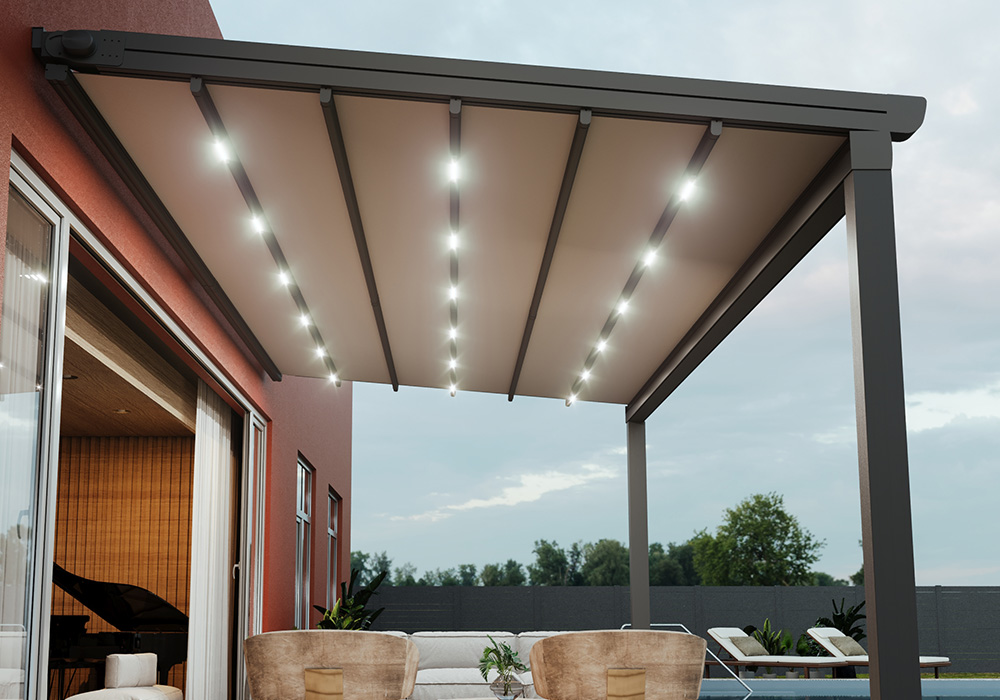 Pergola à toile rétractable motorisée