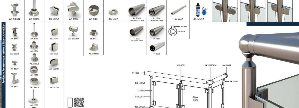 Plan technique du garde-corps aluminium RL 12
