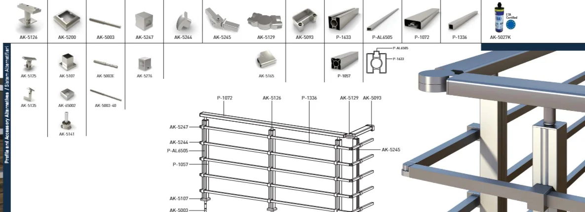 Plan technique du garde-corps aluminium SL 10