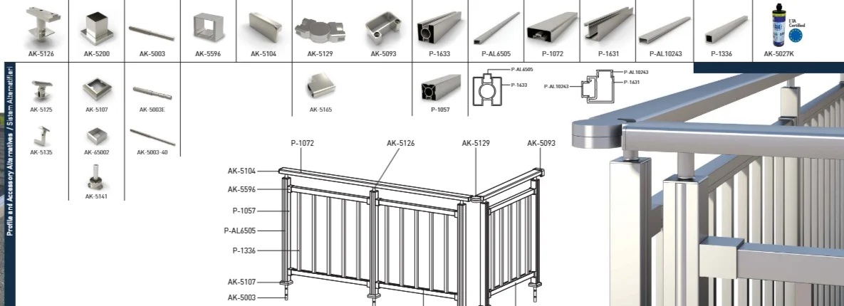 Plan technique du garde-corps aluminium SL 11
