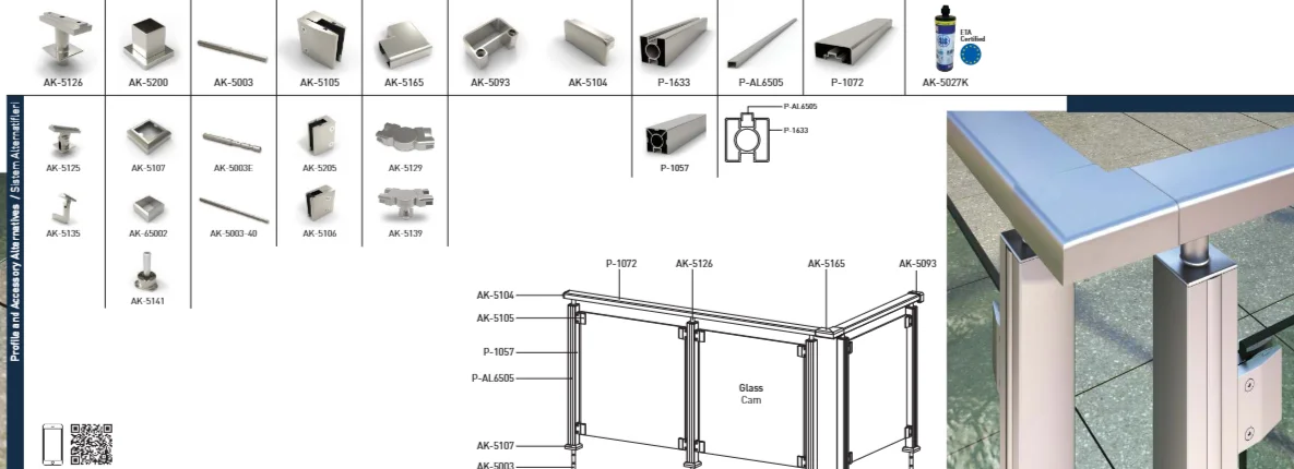 Plan technique du garde-corps aluminium SL 12