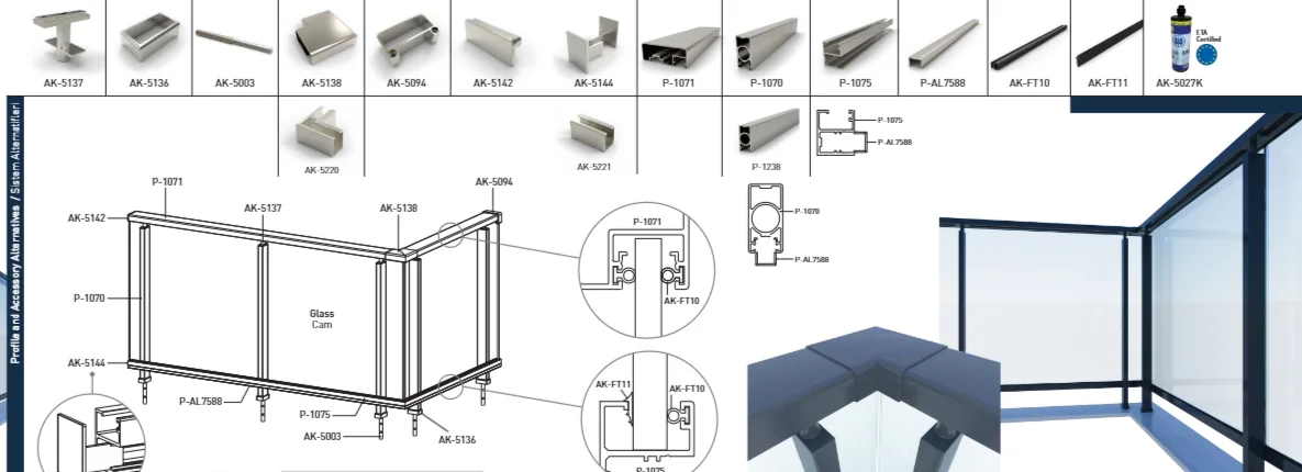 Plan technique du garde-corps aluminium SL 14