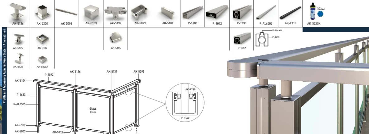 Plan technique du garde-corps aluminium SL 16
