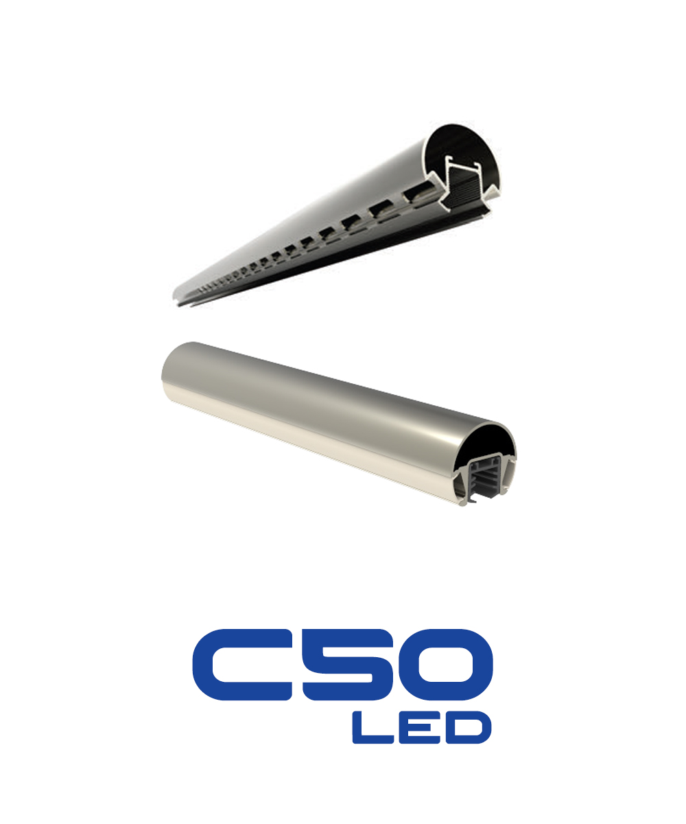 Coupe du profilé de garde-corps en verre C50 LED