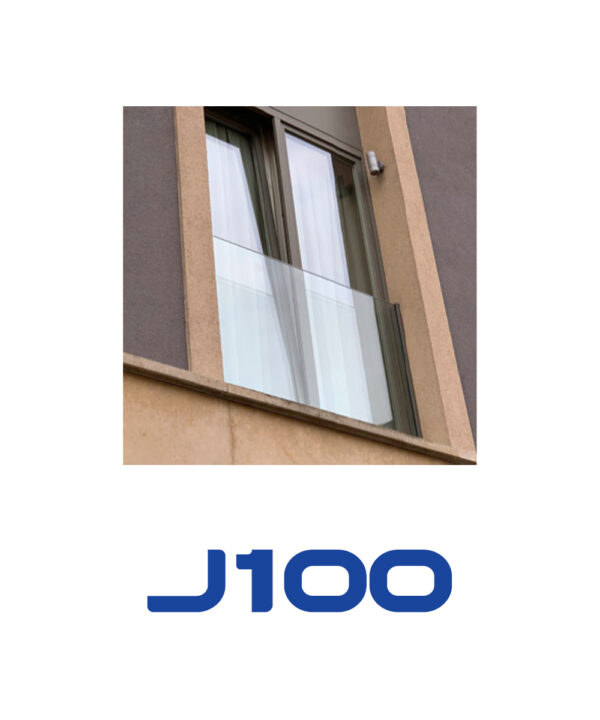 Coupe du profilé de garde-corps en verre J100