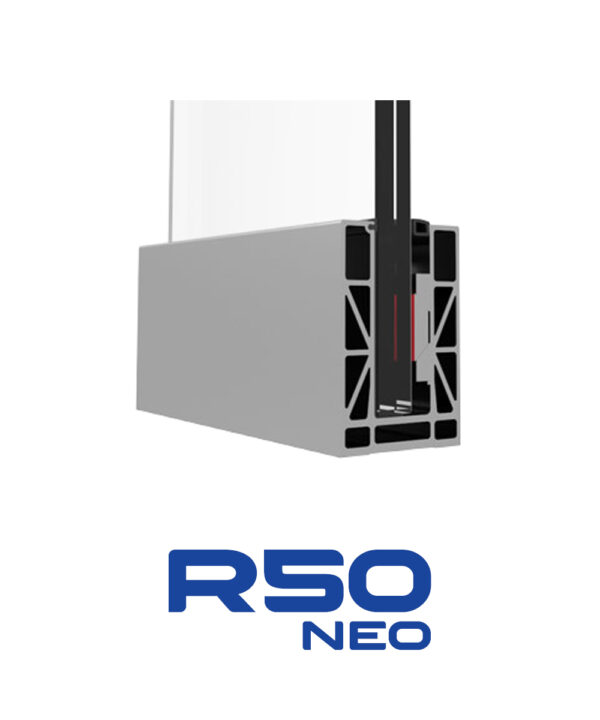 Coupe du profilé de garde-corps en verre R50 Neo