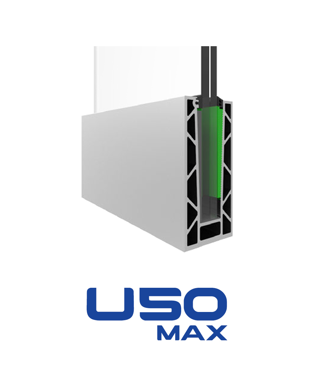 Coupe du profilé de garde-corps en verre U50 Max