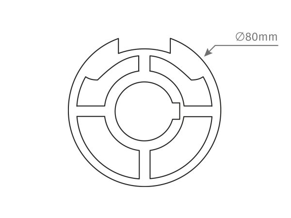 M24T0031 – Adaptateur rond Ø80 mm pour moteur tubulaire