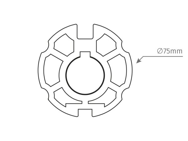 MTL67 – Adaptateur rond Ø75 mm pour moteur tubulaire