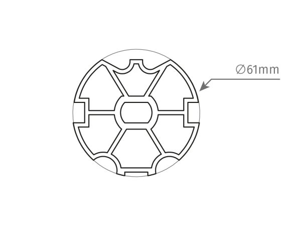 MZF64 – Adaptateur rond Ø61 mm pour moteur tubulaire