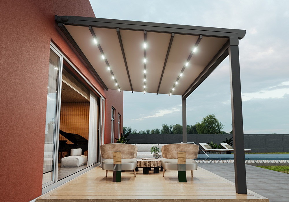 Pergola à toile rétractable motorisée