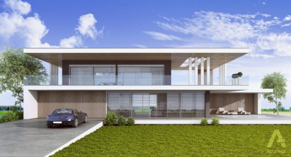 Villa moderne équipée de brise-soleil orientables extérieurs