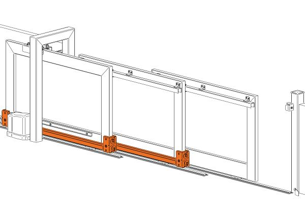 Kit télescopique multi-vantaux - 3 vantaux ouverture max. 6 m